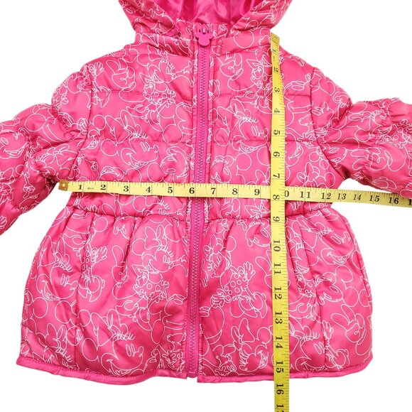 Disney Puffer Jacket Girls 4 Pink Minnie Mouse Full Zip Fleece Lined Warm Winter - Picture 12 of 12